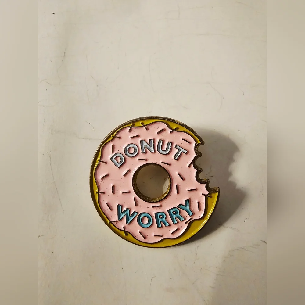 Pink and Yellow Donut Pin Zays DONUT WORRY